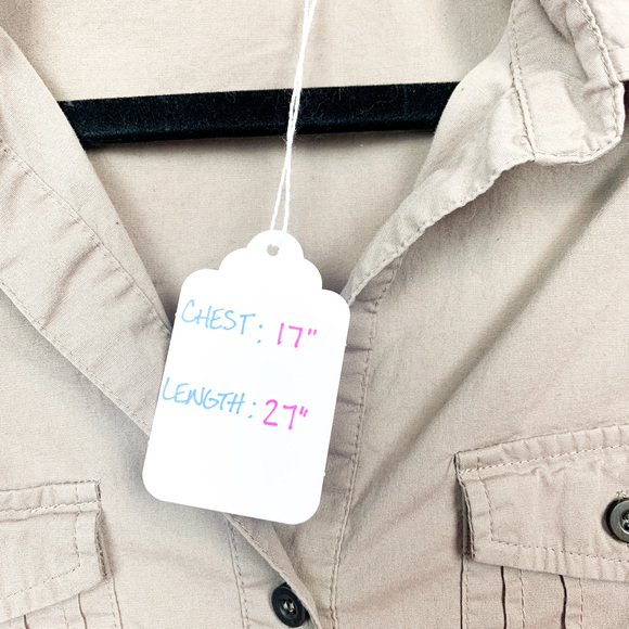 Brown Button-Up Blouse 3/4 Sleeve Length - Picture 5 of 10